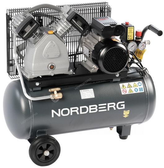 Поршневой компрессор 100 л, 420 л/м, 220В, 2.2 кВт, ременной, масляный Nordberg NCP100/420A