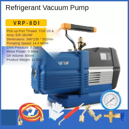 Двухступенчатый вакуумный насос Value VRP-8Di 226 л/м 15 мкр. c вакуумметром