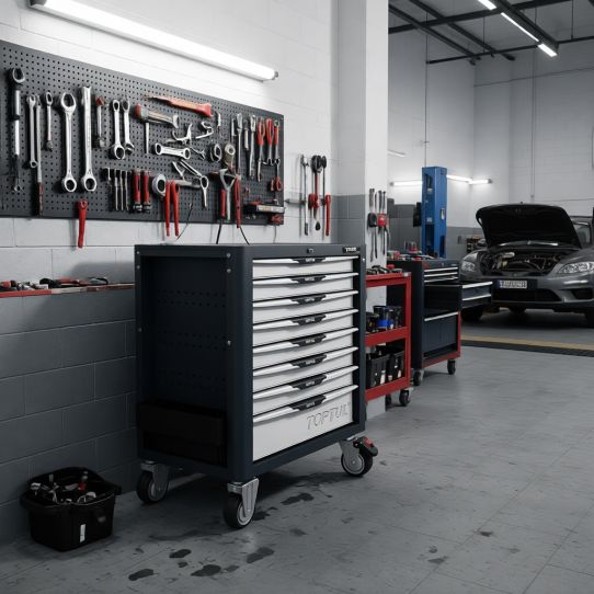 Тележка инструментальная TOPTUL GE-32203, 8 ящиков, с набором инструментов 322 предмета 