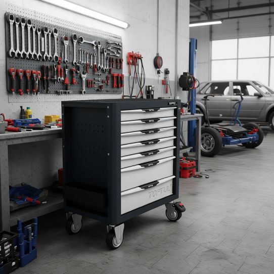 Тележка инструментальная TOPTUL GE-26109, 7 ящиков, с набором инструментов 261 предмет 