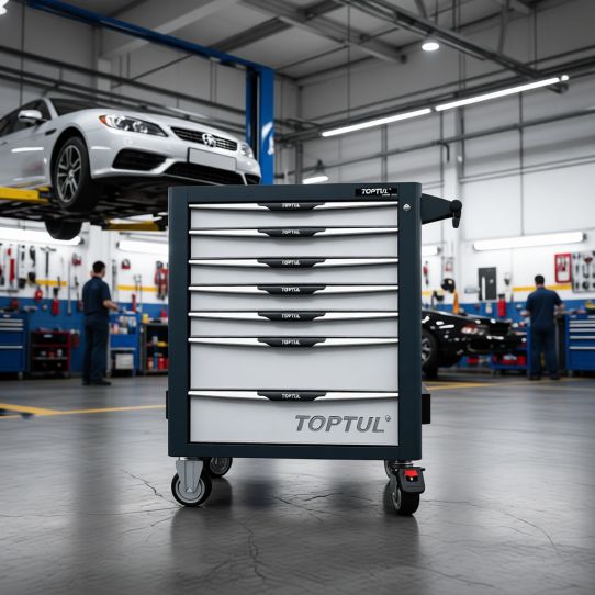 Тележка инструментальная TOPTUL GE-26109, 7 ящиков, с набором инструментов 261 предмет 