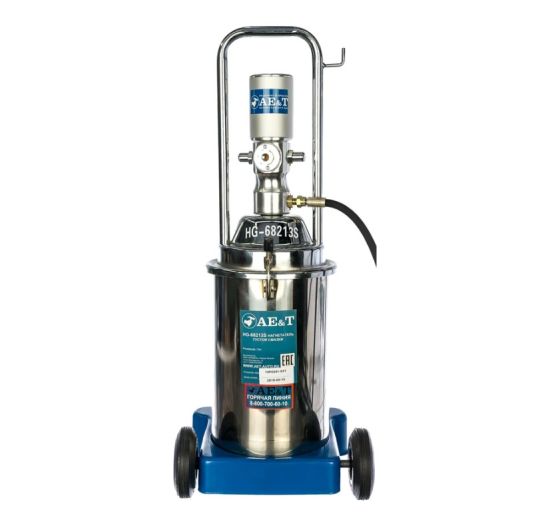 Нагнетатель смазки пневматический 13 л с колесами и защитой от протечек, 850 г/мин, 6-8 бар AE&T HG-68213S