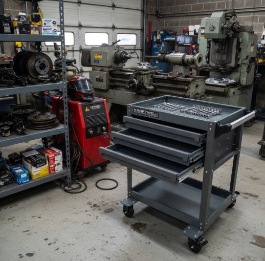 Тележка инструментальная KraftWell KRW-TT3G, 3 ящика открытая, без инструментов