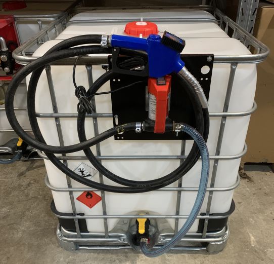 Мини АЗС из еврокуба для ДТ 220V 40 л/м бытовая со счетчиком в пистолете