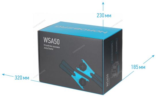 Пусковое устройство-бустер Nordberg WSA50 56 А·ч, 2000 А пика, литиевый аккумулятор, встроенный фонарик, Power Bank Nordberg