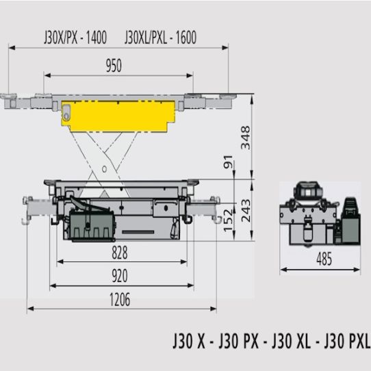 Траверса пневмогидр. для 4-стоечных подъемников, в яму, 3 т Ravaglioli J30PXL