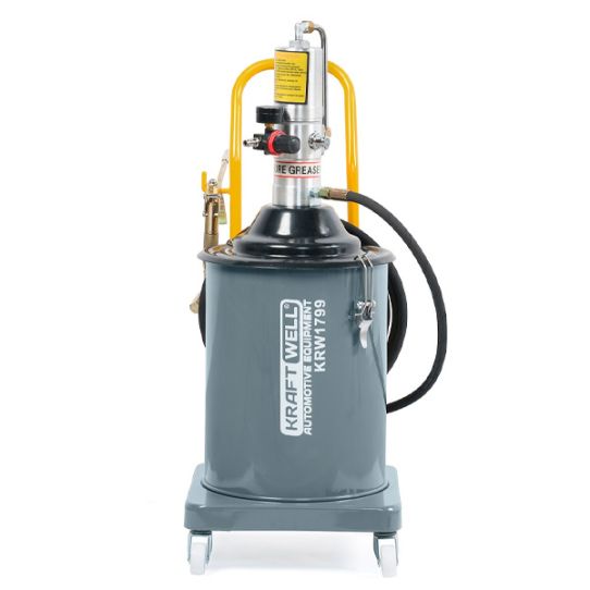 Нагнетатель смазки пневматический с емкостью 22 л, ручным пистолетом шлангом 2.5 м KraftWell KRW1799.PN