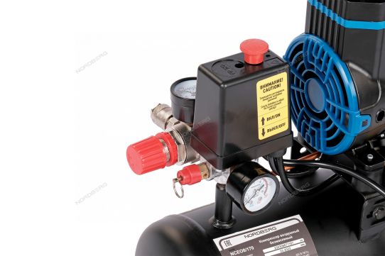 Поршневой компрессор 8 л, 170 л/м, 220В, 0.9 кВт, коаксиальный, безмасляный Nordberg NCEO8/170