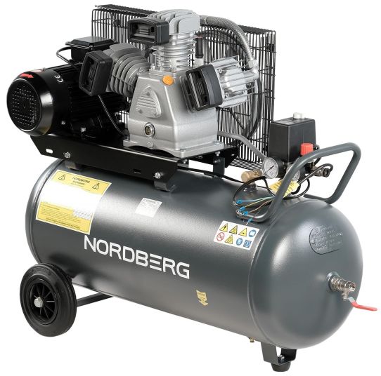 Поршневой компрессор 100 л, 580 л/м, 380В, 5.5 кВт, ременной, масляный Nordberg