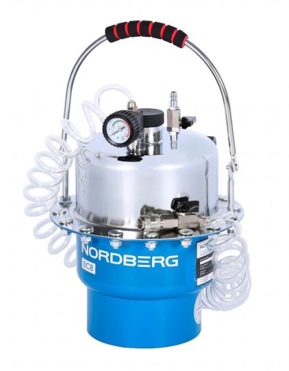 Установка для прокачки тормозной системы пневматическая, емкость 5л, переносная, Nordberg BC8