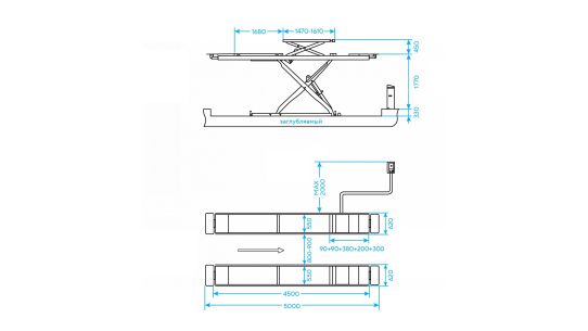 Подъемник ножничный электрогидравлический до 4.5т 380В для автосервиса и сход-развала Nordberg N635-4,5G_380_H 