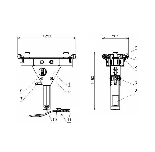 Канавный пневмогидравлический навесной одноштоковый подъемник на 16 т ПНК-16