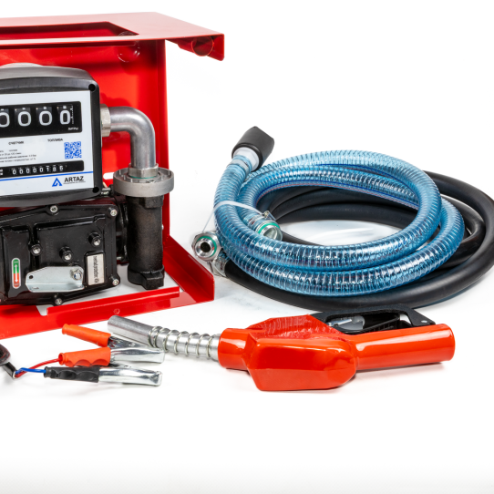 Насос для бензина 12v с мех. счетчиком (насос DCEX50, счетчик FM-120-4 Viton, пистолет, шланг) DCEX50-K шлангов и пистолет в комплекте