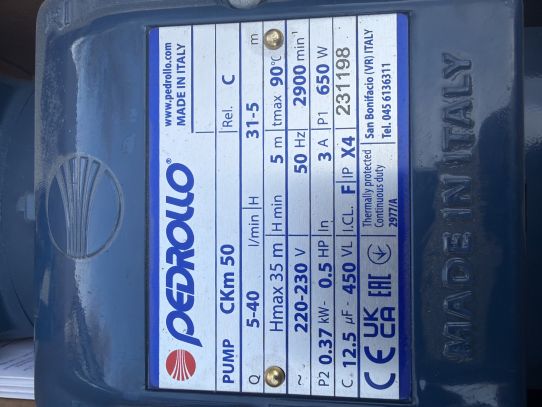 Насос для ДТ, теплой воды 220 вольт самовсасывающий Pedrollo CKm 50, Рабочее колесо латунь