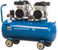 Поршневой компрессор 100 л, 400 л/м, 220В, 2.2 кВт, коаксиальный прямой, безмасляный Nordberg NCEO100/400