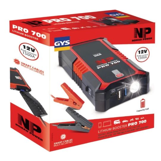 Пусковое устройство бустер 12В пусковой ток от 600А до 2000А, с Power Bank, запуск мотоциклов и авто NP PRO 700 GYS 027510