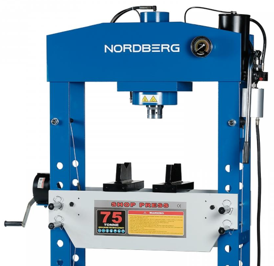 Гидравлический пресс для гаража 75 тонн Nordberg N3675A ручной и пневмопривод