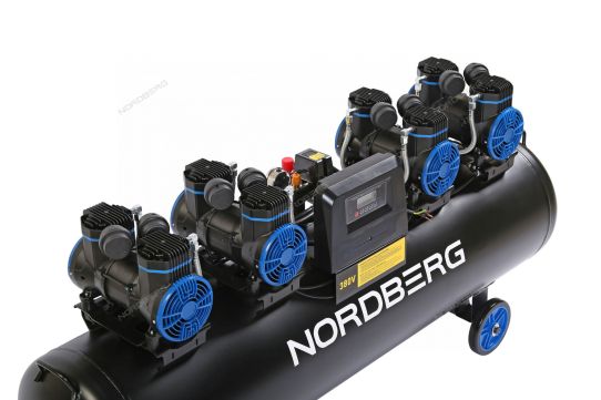Поршневой компрессор 200 л, 1000 л/м, 380В, 5.8 кВт, коаксиальный (прямой), безмасляный Nordberg NCEO200/1000