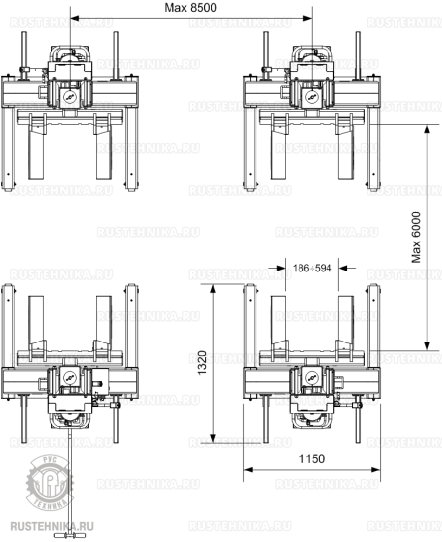 Подкатной подъемник для грузовых автомобилей электрогидравлический 36т Sivik ПГП-36000/6, 6 колонн