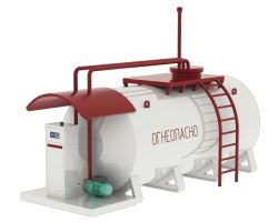 Мини АЗС контейнерная 10 т. с открытым техническим отсеком на островке с экологической ванной Мини АЗС контейнерная 10 т. с открытым техническим отсеком на островке с экологической ванной