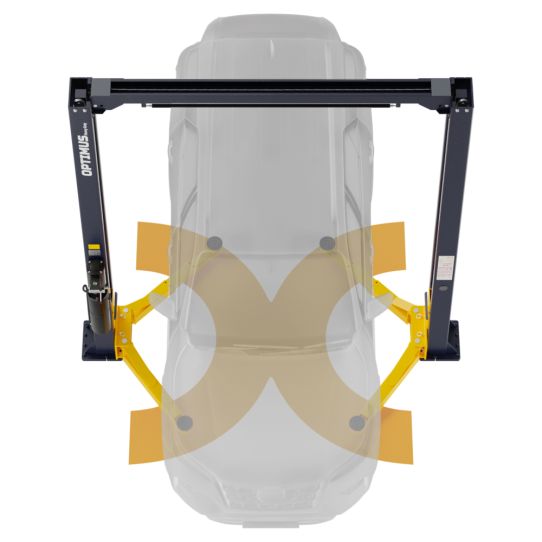 Двухстоечный подъемник Wiederkraft OPT-5W (380V) 4т, электрогидравлический, 380В, с верхней синхронизацией, 115-3772 мм
