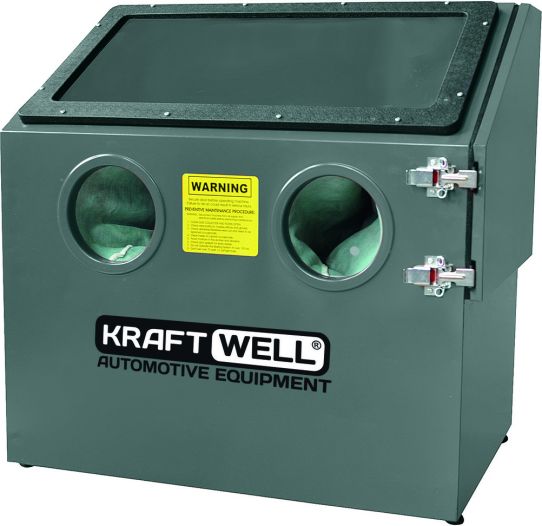 Пескоструйная камера KraftWell KRW-SB110, с боковой загрузкой, 110 л, настольная, инжекторного типа, с давлением воздуха 6-8 бар