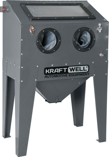Пескоструйная камера KraftWell KRW-SB220F, с фронтальной загрузкой, 220 л, напольная, инжекторного типа, с давлением воздуха 6-8 бар