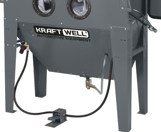 Пескоструйная камера KraftWell KRW-SB420S, с боковой загрузкой, 420 л, напольная, инжекторного типа, с давлением воздуха 6-8 бар