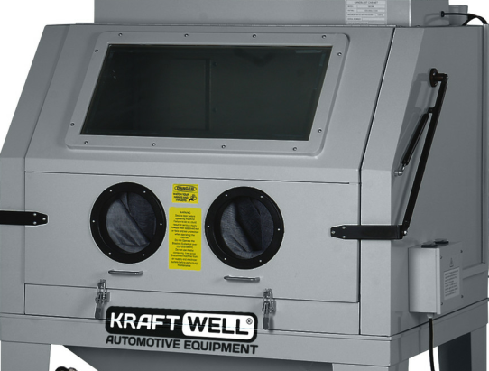 Пескоструйная камера KraftWell KRW-SB990S, с фронтальной загрузкой, 990 л, напольная, инжекторного типа, с давлением воздуха 6-8 бар