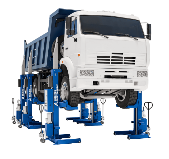 Подкатной подъемник для грузовых автомобилей электрогидраврический 45т АСО ПГ-45, 6 колонн