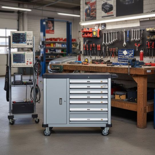 Тележка инструментальная Wiederkraft WDK-907, 7 ящиков, боковой отсек, без инструментов