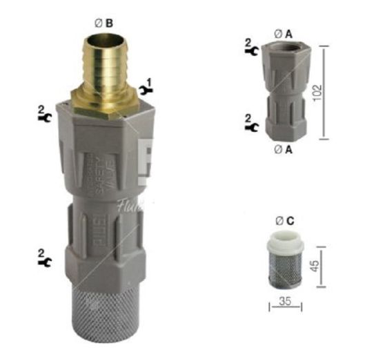 Обратный клапан с фильтром для топлива Piusi F00609000