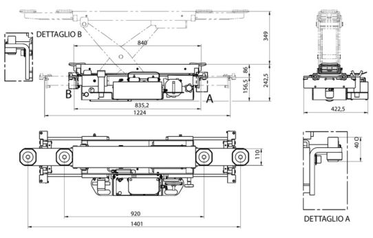 Траверса пневмогидравлическая для ямы, ножничных, четырехстоечных подъемников, 3 т Ravaglioli J30PK