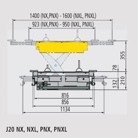 Траверса пневмогидравлическая для ножничных подъемников, г/п 2 т Ravaglioli J20PNXL