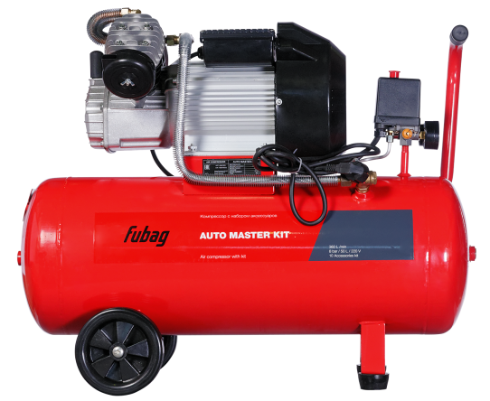 Поршневой компрессор 50 л, 400 л/м, 220В, 2.2 кВт, коаксиальный (прямой), масляный Fubag AUTO MASTER KIT