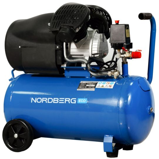 Поршневой компрессор 50 л, 410 л/м, 220В, 2.2 кВт, коаксиальный (прямой), масляный Nordberg NCE50/410V
