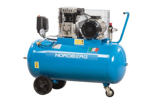 Поршневой компрессор 100 л, 360 л/м, 380В, 2.2 кВт, ременной, масляный Nordberg NC100/360