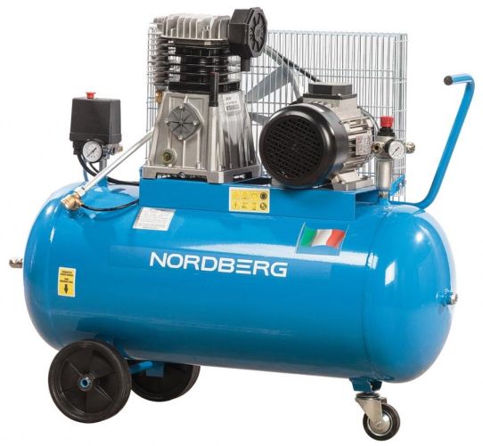 Поршневой компрессор 100 л, 476 л/м, 380В, 3 кВт, ременной, масляный Nordberg NC100/480