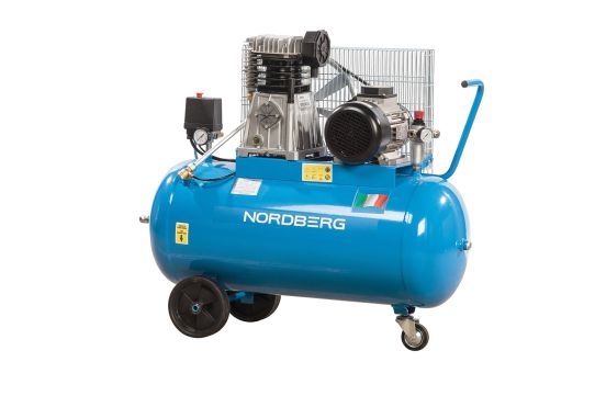 Поршневой компрессор 100 л, 476 л/м, 380В, 3 кВт, ременной, масляный Nordberg NC100/480