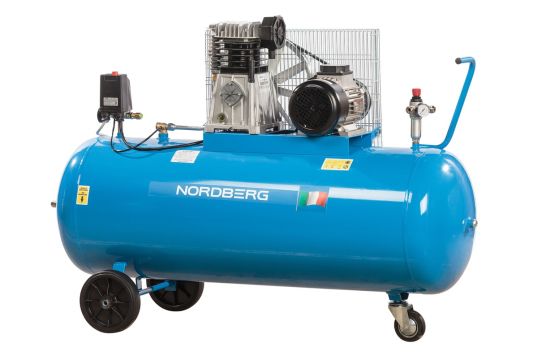 Поршневой компрессор 200 л, 476 л/м, 380В, 3 кВт, ременной, масляный Nordberg NC200/480
