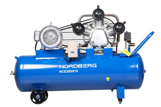 Поршневой компрессор 180 л, 800 л/м, 380В, 5.5 кВт, ременной, масляный Nordberg NCE200/810