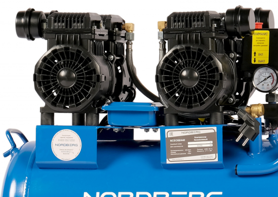 Поршневой компрессор 50 л, 440 л/м, 220В, 1.5 кВт, ременной, безмасляный Nordberg NCEO50/440