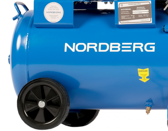 Поршневой компрессор 50 л, 440 л/м, 220В, 1.5 кВт, ременной, безмасляный Nordberg NCEO50/440