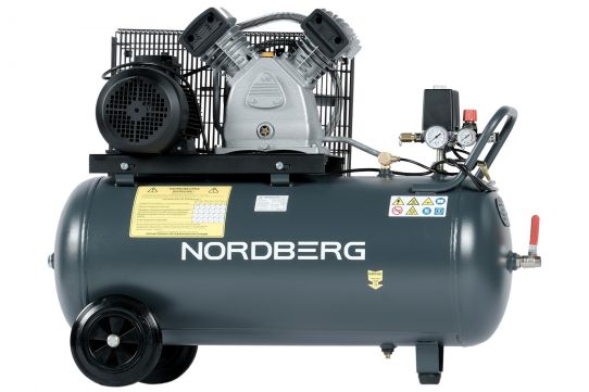 Поршневой компрессор 100 л, 500 л/м, 380В, 3 кВт, ременной, масляный Nordberg NCP100/500