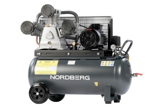Поршневой компрессор 100 л, 950 л/м, 380В, 5.5 кВт, ременной, масляный Nordberg NCP100/950