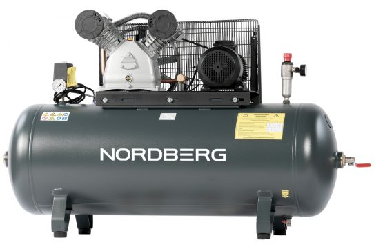 Поршневой компрессор 270 л, 690 л/м, 380В, 4 кВт, ременной, масляный Nordberg NCP300/690