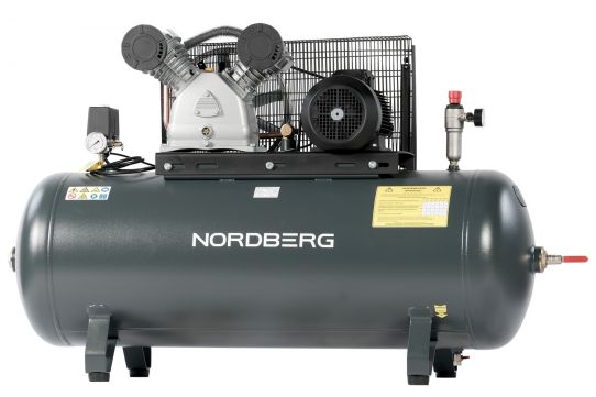 Поршневой компрессор 270 л, 880 л/м, 380В, 5.5 кВт, ременной, масляный Nordberg NCP300/880