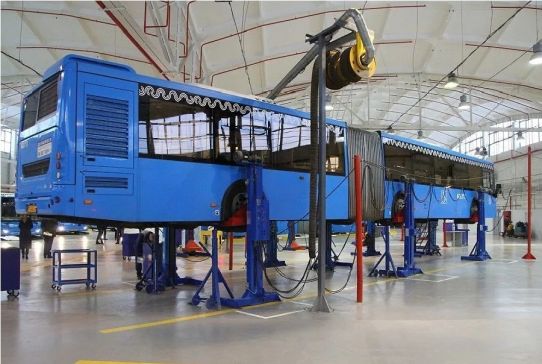 Подкатной подъемник для грузовых автомобилей электромеханический 30т АСО ПП-30, 6 колонн