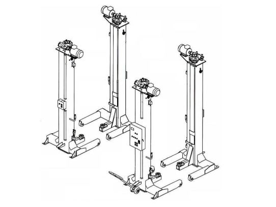 Подкатной подъемник для грузовых автомобилей электромеханический 28т АСО ППТ-28, 4 колонны