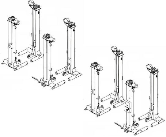 Подкатной подъемник для грузовых автомобилей электромеханический 44т АСО ППТ-44, 8 колонн